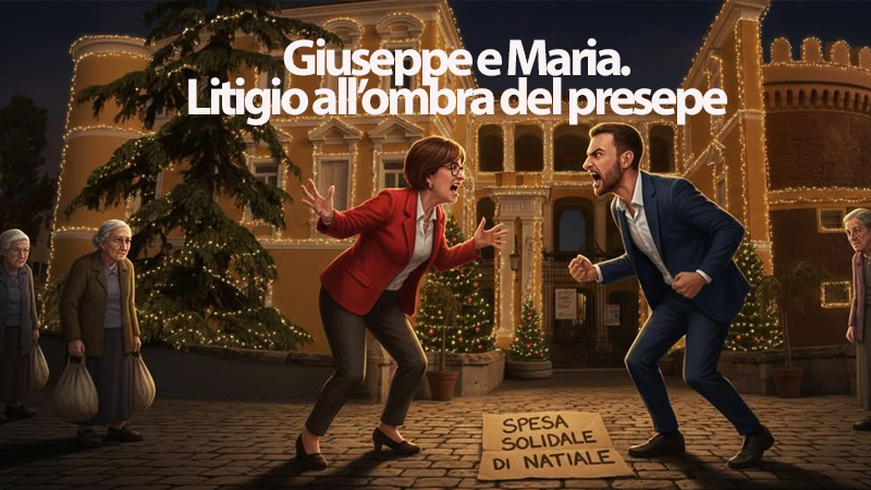Angri. Giuseppe e Maria litigio all'ombra del Presepe - Foto Eugenio Lato